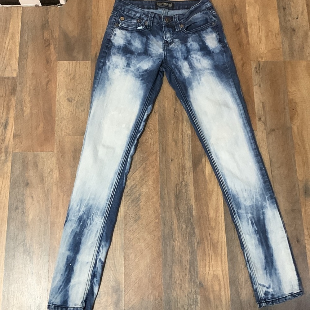 Y2K Acid Washed Bleached Denim Jeans Size 0 Juniors Women’s Retro Fit - Picture 3 of 17